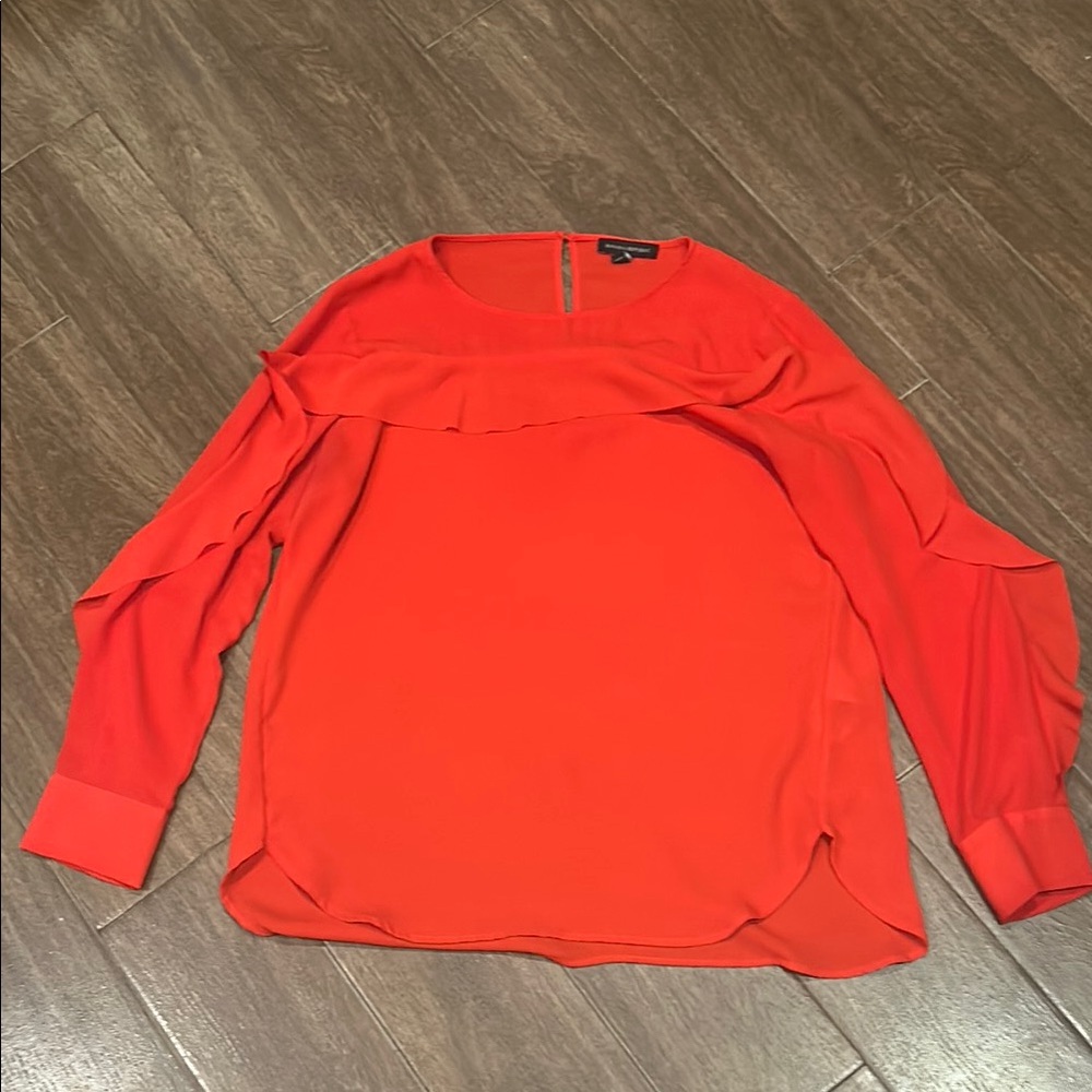 Banana Republic Women's Red Blouse with a Ruffle